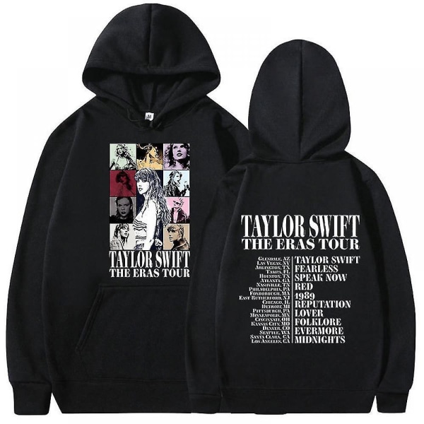 Taylor Swift Letter hættetrøje The Eras Tour Printing hættetrøje Casual hættetrøjer Black XS