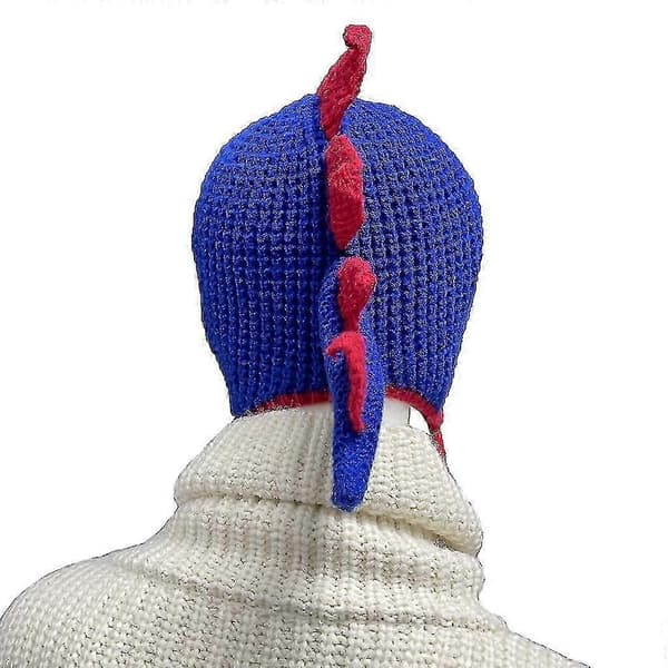 Dinosaur Beanie Sjov Hat Dinosaur Øreklap Hat Strikket Dinosaur Hat Mohawk Hat Red