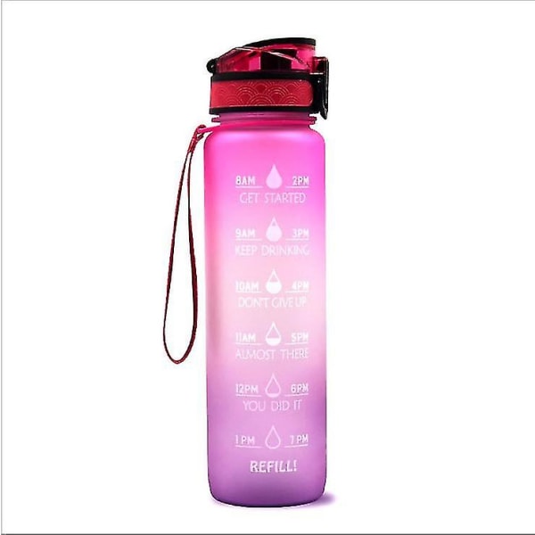 1000 ml sportvattenflaska med tidsmarkör-lila rosa gradient