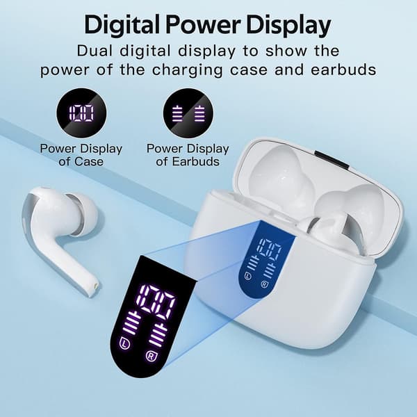Bluetooth-hörlurar True Wireless Earbuds 60H speltid LED-strömdisplay hörlurar med trådlös laddning