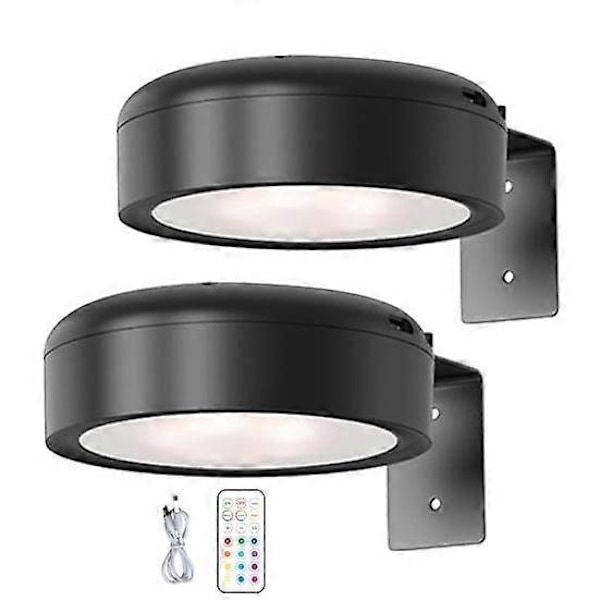 Seinään kiinnitettävä langaton tauluvalo kaukosäätimellä, himmennettävä, paristokäyttöinen, säädettävä 13-värinen RGB-maalausvalo - Täydellinen musta black 2pcs