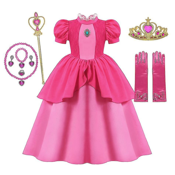 Game Role Play Peach Princess Dress For Girls Daisy Rosalina Cosplay Costume Comic Con Kids Peach Ball Gown Halloween Party Robe