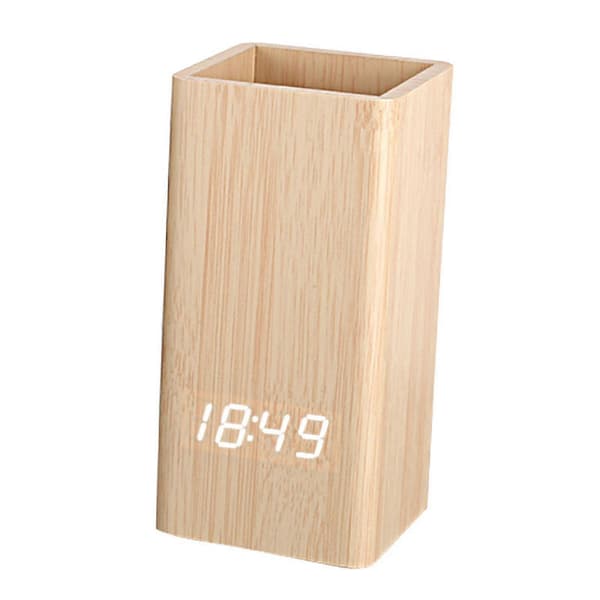 LED digital pennholder stemmestyring USB batteridrevet blyantholder for Bamboo