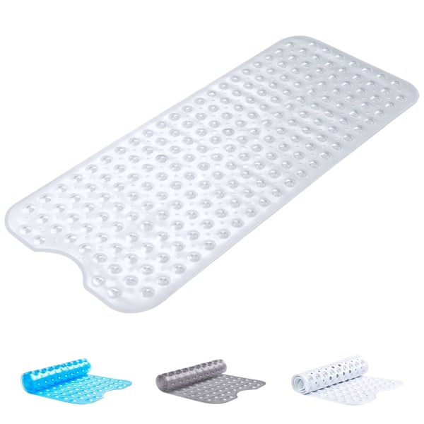 Dusjmatte Sklisikker Anti-Mugg - Dusjmatte for Badekar og Bad med Dreneringshull og Sterke Sugekopper Maskinvaskbare Badematter transparent