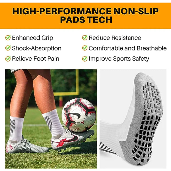 Pairs Non Slip Football Socks Hengittävät Vedenpitävät Grip Sukat