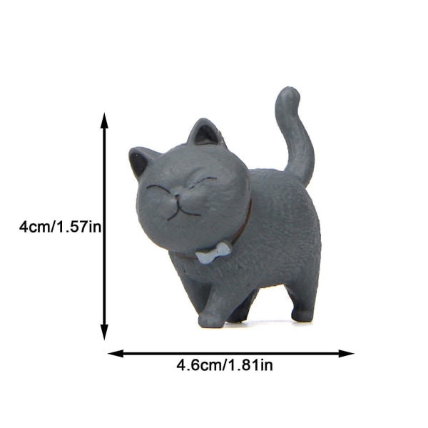 Cat Bell Doll,handgjord rund och ärlig Cat Healing Värmesystem,roterande tecknad kattdocka Leksak Desktopcake Dekor Barnpresent Gray-black 1pc