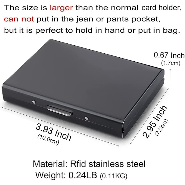 Metalliskt kreditkortsfodral, kreditkortsfodral för män och kvinnor, visitkortsfodral (svart)