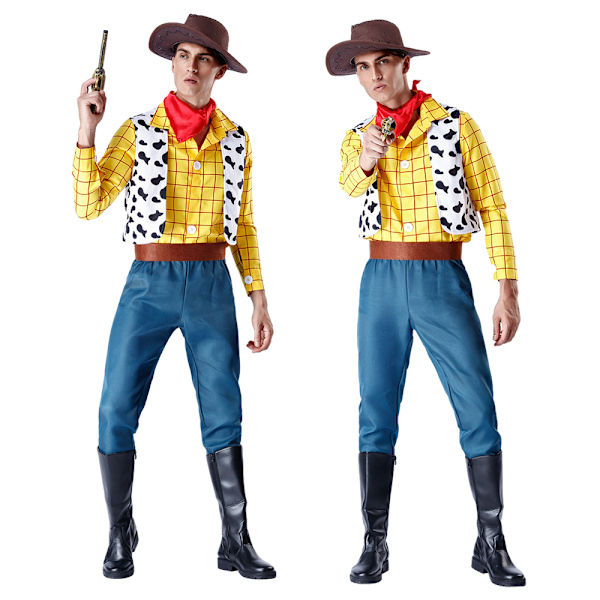 Toy Story Woody Aikuisten Hieno Puku Cowboy-asu Cosplay-vaatteet M