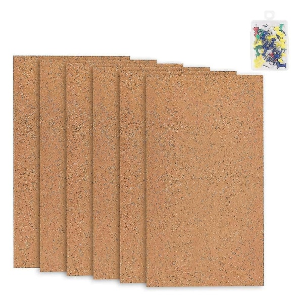 6 Pack Cork Bulletin Board, 1/2 tuuman paksut korkkitaulut kehyksettömät korkkilaatat, seinäkoristelukorkkitaulu Til Hy