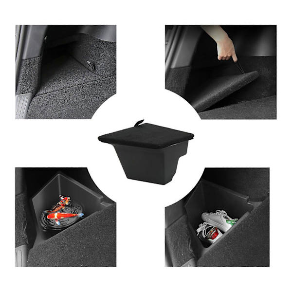 Rear Trunk Organizer Side Storage Pockets Container with Lid Extra Storage Box Replacement for Tesla Model 3 2017-2022CJY