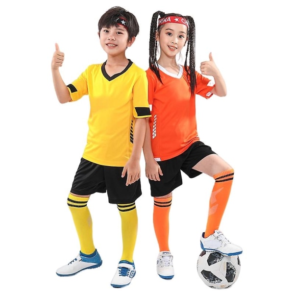 Lasten miesten jalkapallopaita, jalkapalloharjoituspuvut, urheiluvaatteet Yellow 24(135-145cm)