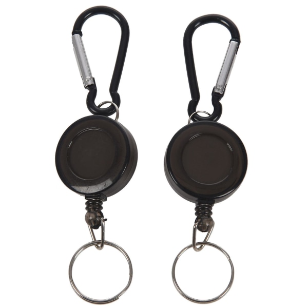 2 stk Badge Reel - Tilbagetrækkelig Yoyo Skipas Id-kort Holder Nøglering Farve: Sort Antal: 2 stk