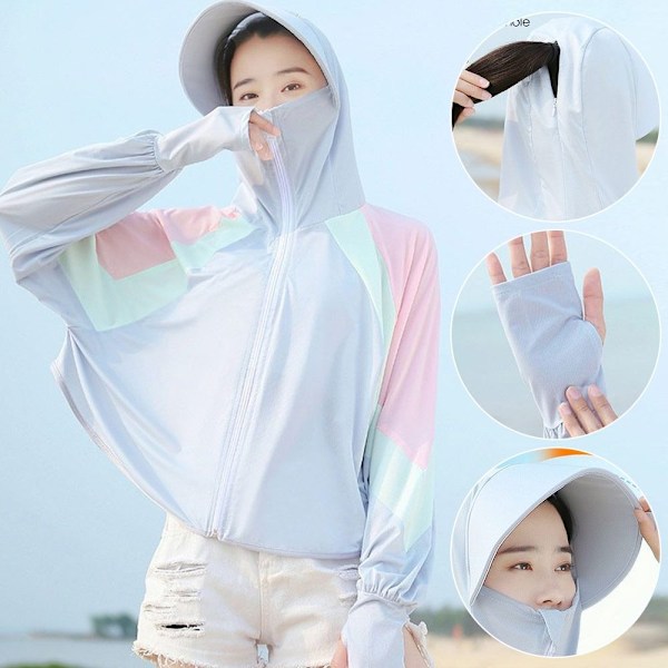 Suuri hupullinen aurinkosuojapuku harmaa Gray
