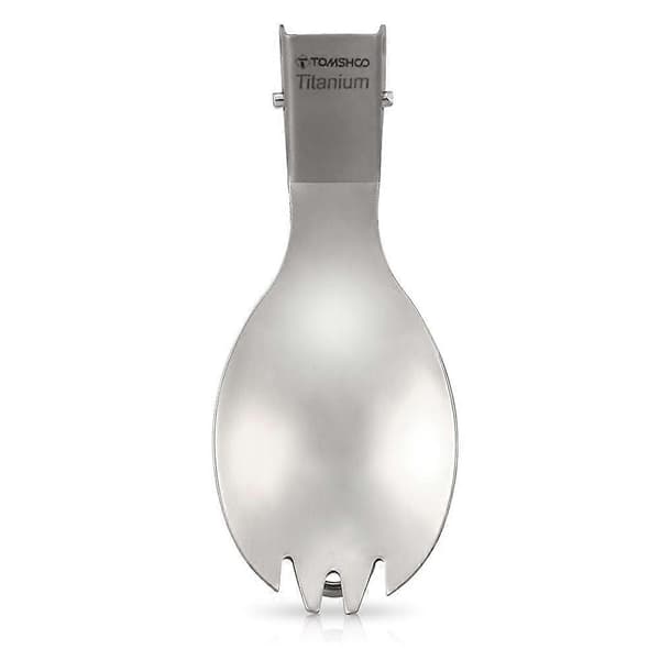 TOMSHOO Titanium Fällbar Spork Lättvikts Utomhus Middagsspork Bestick för Resor Camping BackpackingCJY