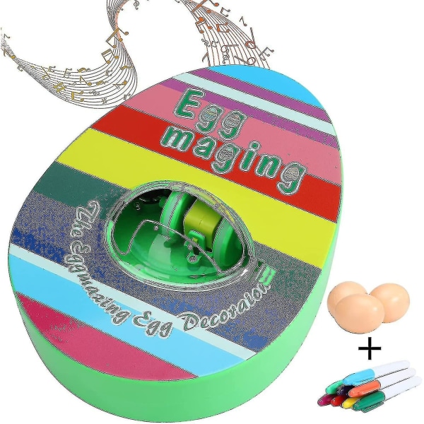 2024 påskäggsdekorationssats, elektrisk målningsmaskin för påskägg med 8 färgpennor och 3 ägg Gör själv äggmaskin påskägg roterande målarmaskin för