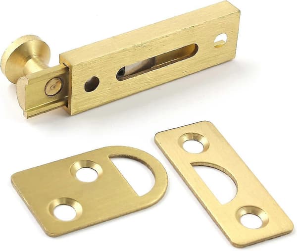 2 tommer solid messing overflatebolt, messing skyvebolt, skapoverflatebolt med skruer, CJY Brushed Gold
