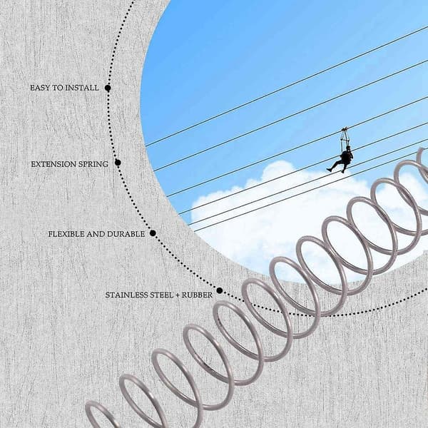 Fjærbrems for zipline, 165 cm, rustfritt stål, med glidelås