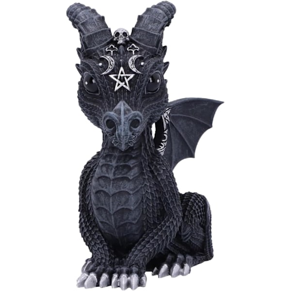 10,7 cm Resin Svart Kult Søt Drage Statue Skrekk Søt Hornete Drage Statue Sølv