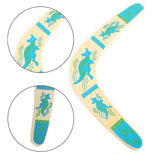 Th Håndlavet Boomerang, træ-boomerang i australsk stil, V Boomerang - (1 stk, blå)
