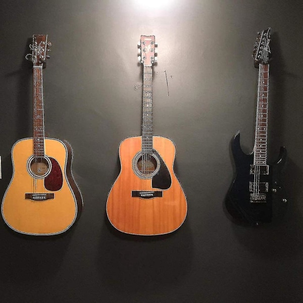 5-pack svart gitarrhängare Krokhållare Väggmonterad display med skruvar Passar de flesta gitarrer