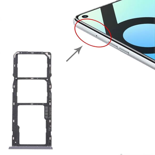 SIM-kortsfack + Micro SD-kortsfack för OPPO Realme 6i (Indien) Black