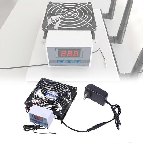 12V1A Temperaturstyret Køleventilator til PC og Multimedieradiator 8cm 12cm 8cm