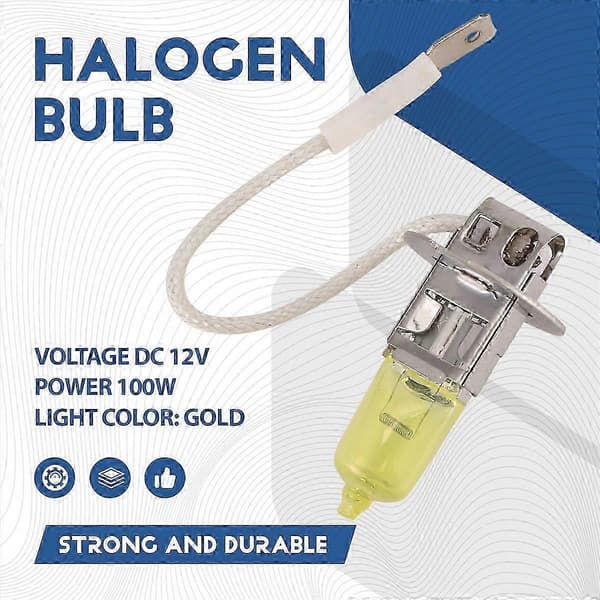 Gula H3 Halogenlampor för Bilens Dimljus, 100W DC 12V Fordonsbelysning