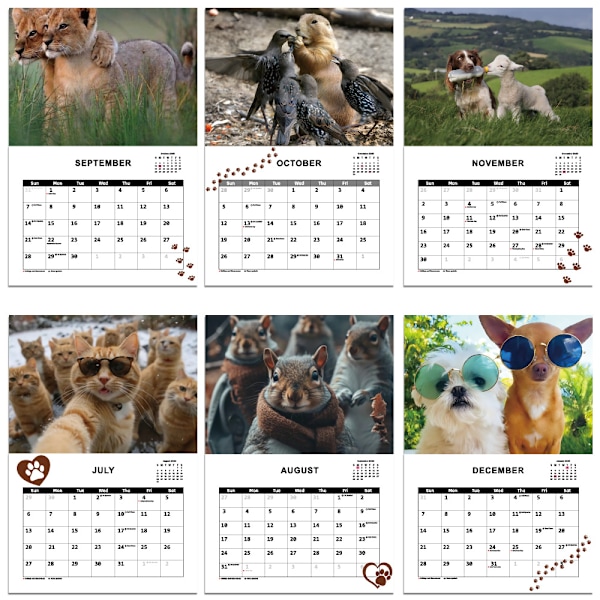 2025 Pooping Dogs A4 vægkalender - Sne-hunde kalender