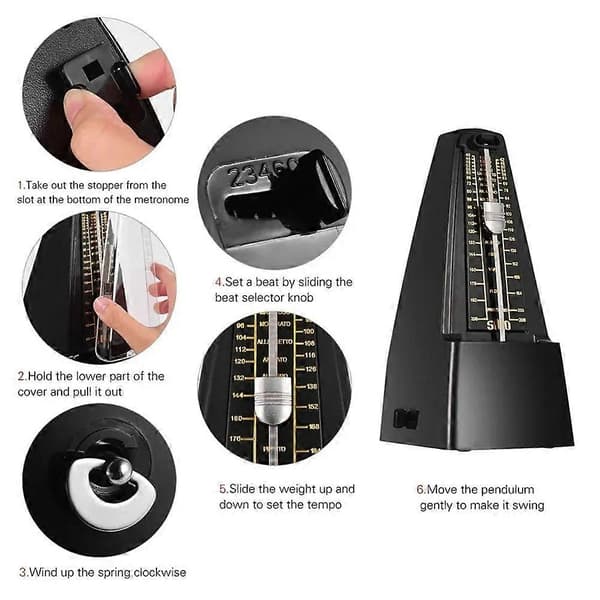 Standard Præcision Mekanisk Metronom til Klaver, Guitar Black