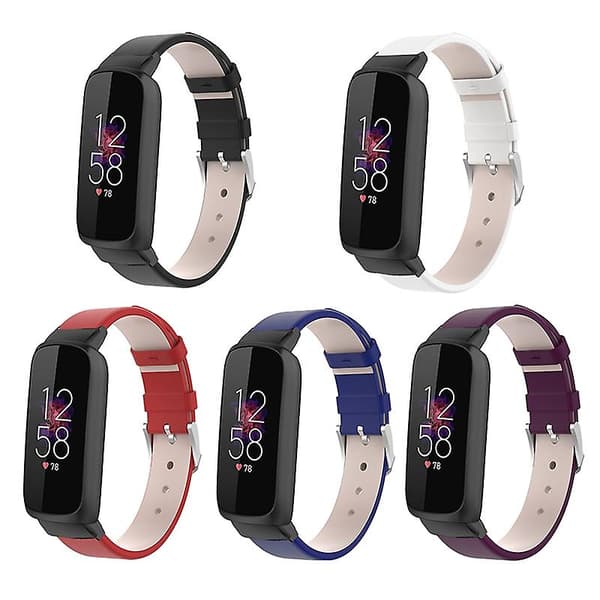 Ekte lær erstatningsklokkereim justerbar håndleddsstropp for Fitbit Luxe Purple Style E Other Smartwatch Model