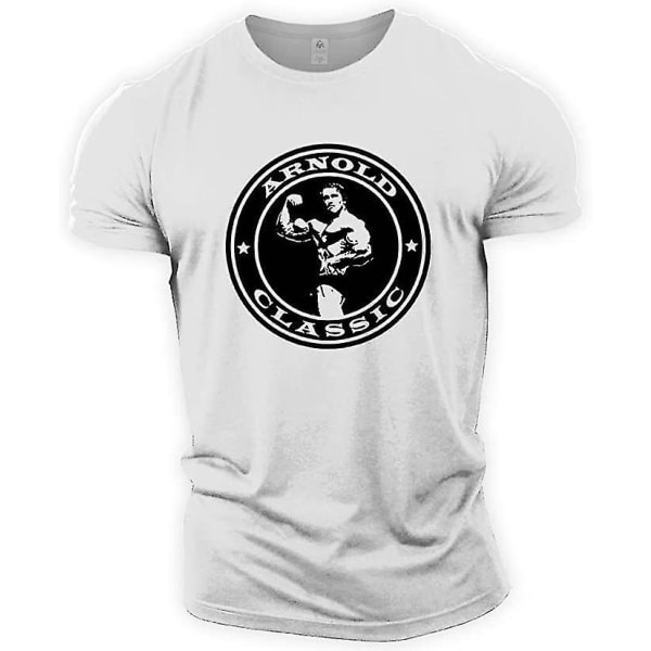 Herre Bodybuilding T-shirt - Arnold Classic - Gym Training Top White XXL