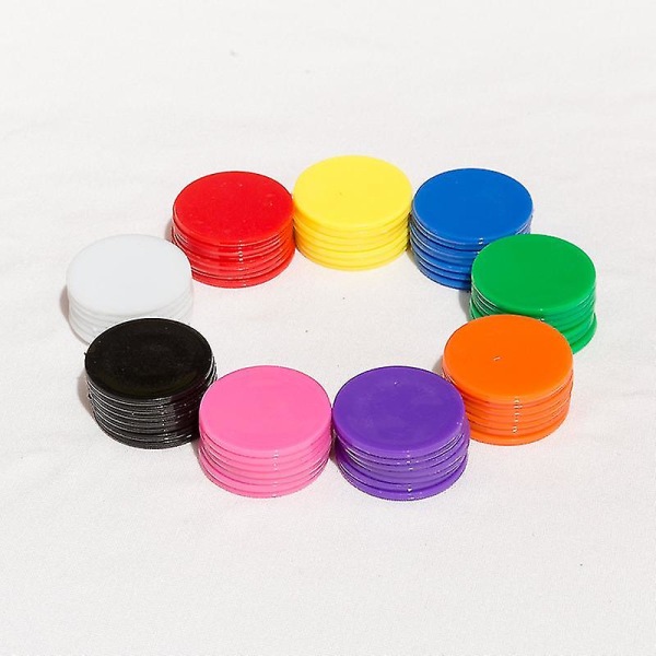 Flott tilfeldig farge400 stykker 25 mm plastpokerbrikker Små læretellere Blankt brikkekort for å spille mattelæring Det beste valget