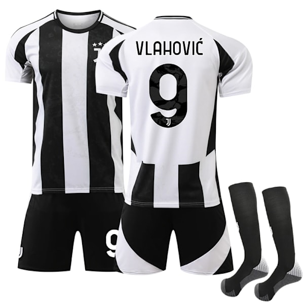Juventus Football Club 2024-2025 Sæson Børne Hjemme Fodboldtrøje Nr. 9 Vlahović 22