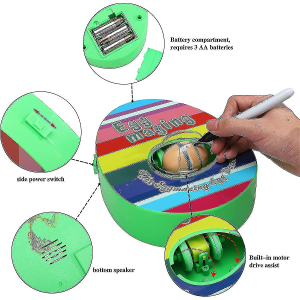 Påskeæg Dekorationskit 2024, Elektrisk Påskeæg Malemaskine Med 8 Farvepenne Og 3 Æg DIY Æg Maker Påskeæg Rotationsmalemaskine Til
