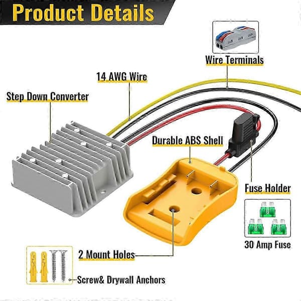 20V til 12V Step Down Converter, DC 12V 20A 240W for Dewalt