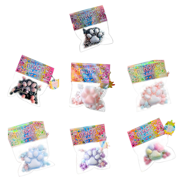 Taba Kattfot Squishy Leksaker, Kawaii Stress Relief Klämleksak för Djurälskare White