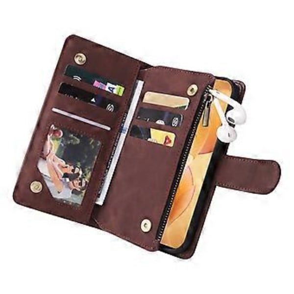 Til Xiaomi 14T Pro Etui Lynlås Pung Flere Kortpladser Læder Telefon Etui (Style C)