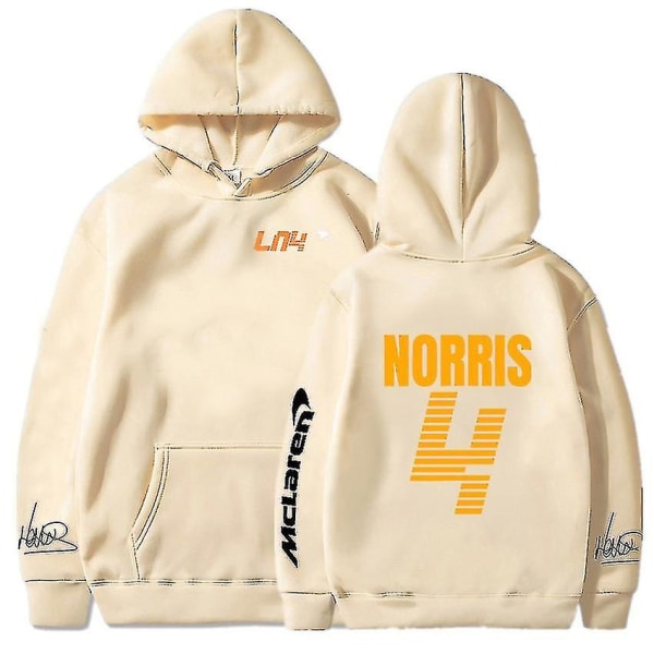 Mclaren F1 Hoodie Lando Norris 4-bokstavs-trykk Genser for menn og kvinner Høst/vinter Casual Streetwear Stor hettegenser, 4,4 L