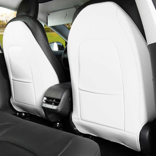 2 stk. baksetebeskyttelsesmatte sparkebeskyttelse for Tesla Model 3 Model Y Hvit