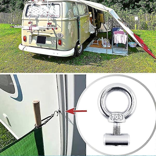 2x Markise Skinnestopere i Rustfrit Stål til Autocamper, Campingvogn og Caravan