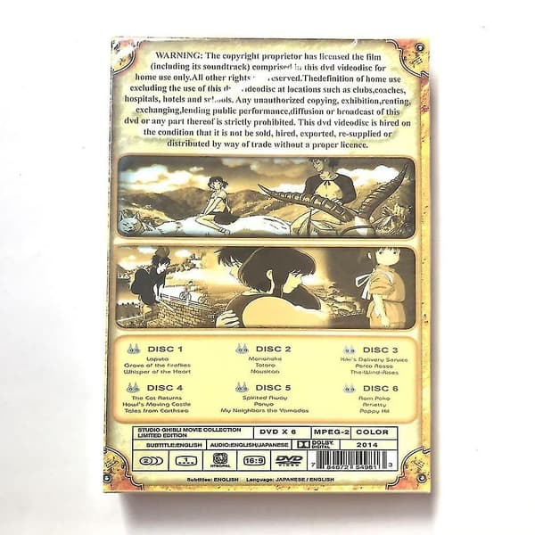 Hayao Miyazaki & Studio Ghibli Collection Limited Edition 6dvd 18 Bästa Filmer version A