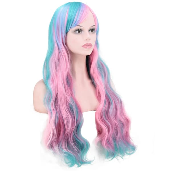 Vacker lång lockig peruk Harajuku stil Cosplay Halloween peruk, CJY