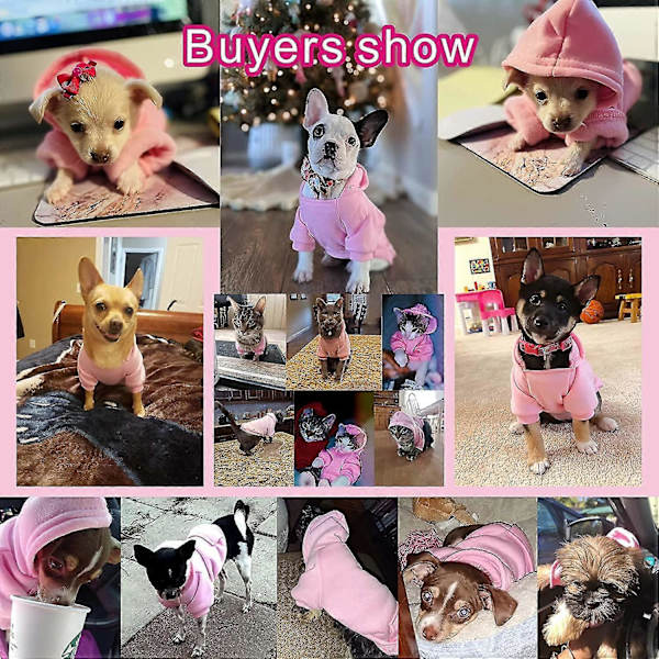 Vinter hettegenser til hund, rosa, XXS