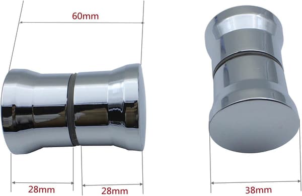 Shower Door Knob Handle, 2 Pairs Round Chrome Plated Glass Door Handles Pull Knobs, Shower Enclosure Replacement Parts