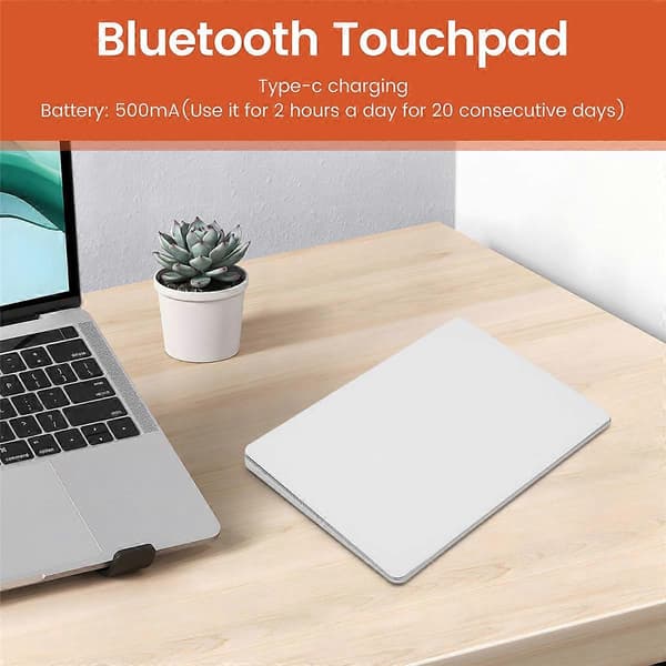 Bluetooth Touchpad Multi-Funktions Gestus Trackpad Genopladelig Trådløs Touchpad til Bærbar IPad I White