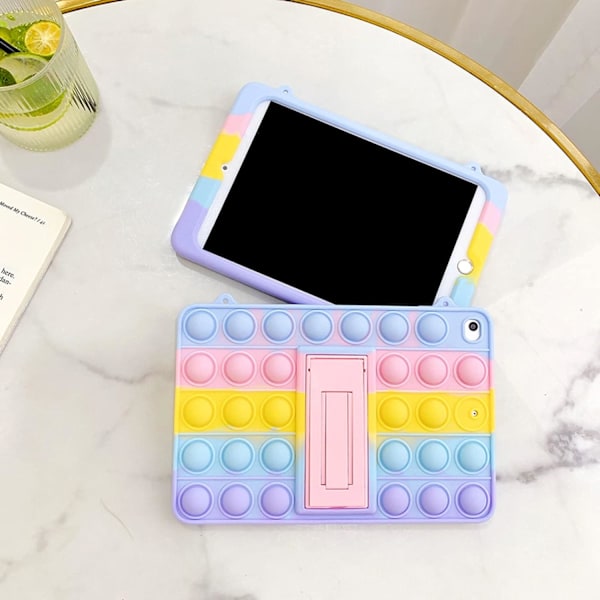 Push Pop Fidget -lelut Kotelo iPad 2019/2020 10.2\" -mallille Iskunkestävä silikoninen tablettisuojus taitettavalla jalustalla ja kaulanauhalla (iPad 2019/2020 10.2\") ipad2019/2020/2021 10.2"