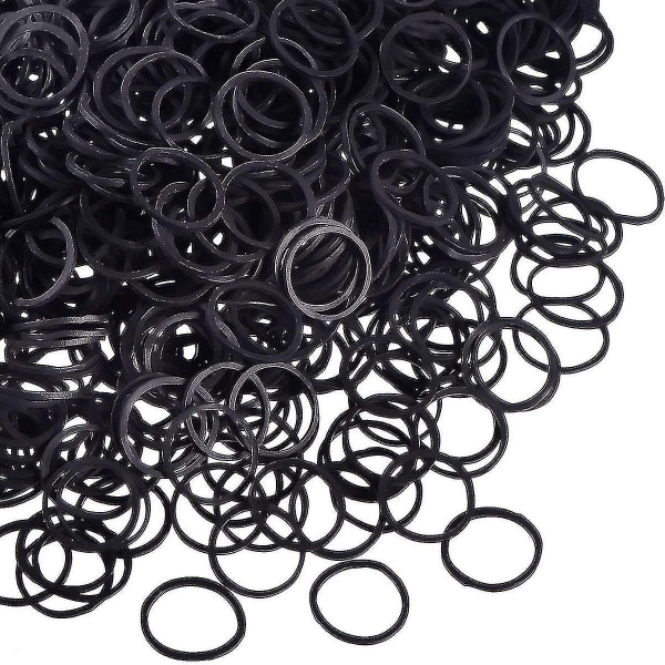 Gummiband, 1200 st minigummiband Mjuka elastiska band för barnhår, hårflätor, bröllopsfrisyr och mer (svart)