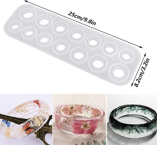 Silikonform för ringar i harts Hängande ringar DIY-formar Handgjorda smycken Platta ringar Non-stick form Samling