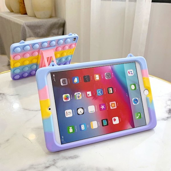 Push Pop Fidget -lelut Kotelo iPad Air 2/Pro/iPad 6 9.7\" -laitteelle Iskunkestävä silikoni taitettavalla jalustalla ja kaulanauhalla (iPad Air 2/Pro/iPad 6 9.7\") iPad Air 2/Pro/iPad 6 9.7"