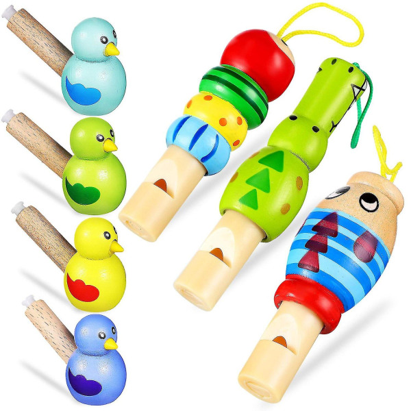 7 st Trä Djurvisslar Leksaker Fågelvisslor Toddler Barn Pedagogiska leksaker Musikleksaker Födelsedag Gi